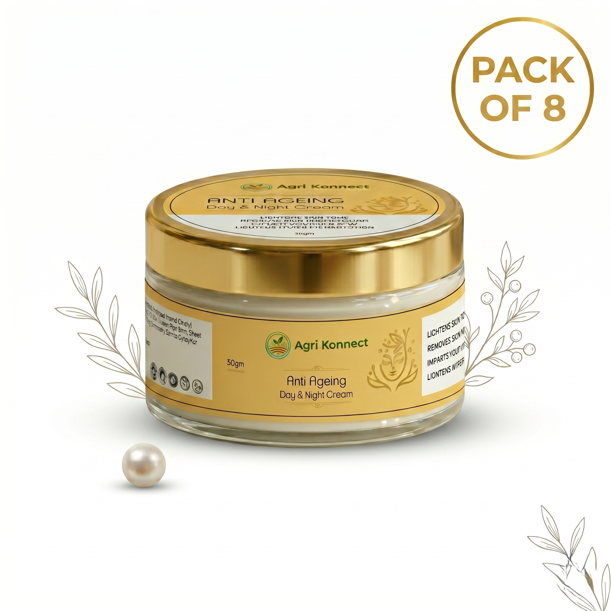 Anti Aging Day & Night Face Cream is a complete skincare solution designed to deliver firming, hydration, and skin renewal benefits throughout the day and night. Its advanced formula helps protect the skin during the day from dryness and environmental stress, while working overnight to repair and rejuvenate the skin for a smoother, more youthful appearance. Regular use helps reduce the appearance of fine lines, wrinkles, and dullness, promoting firmer and radiant skin. Suitable for all skin types, this pack of 8 (50gm each) is perfect for long-term use, salons, or bulk requirements.