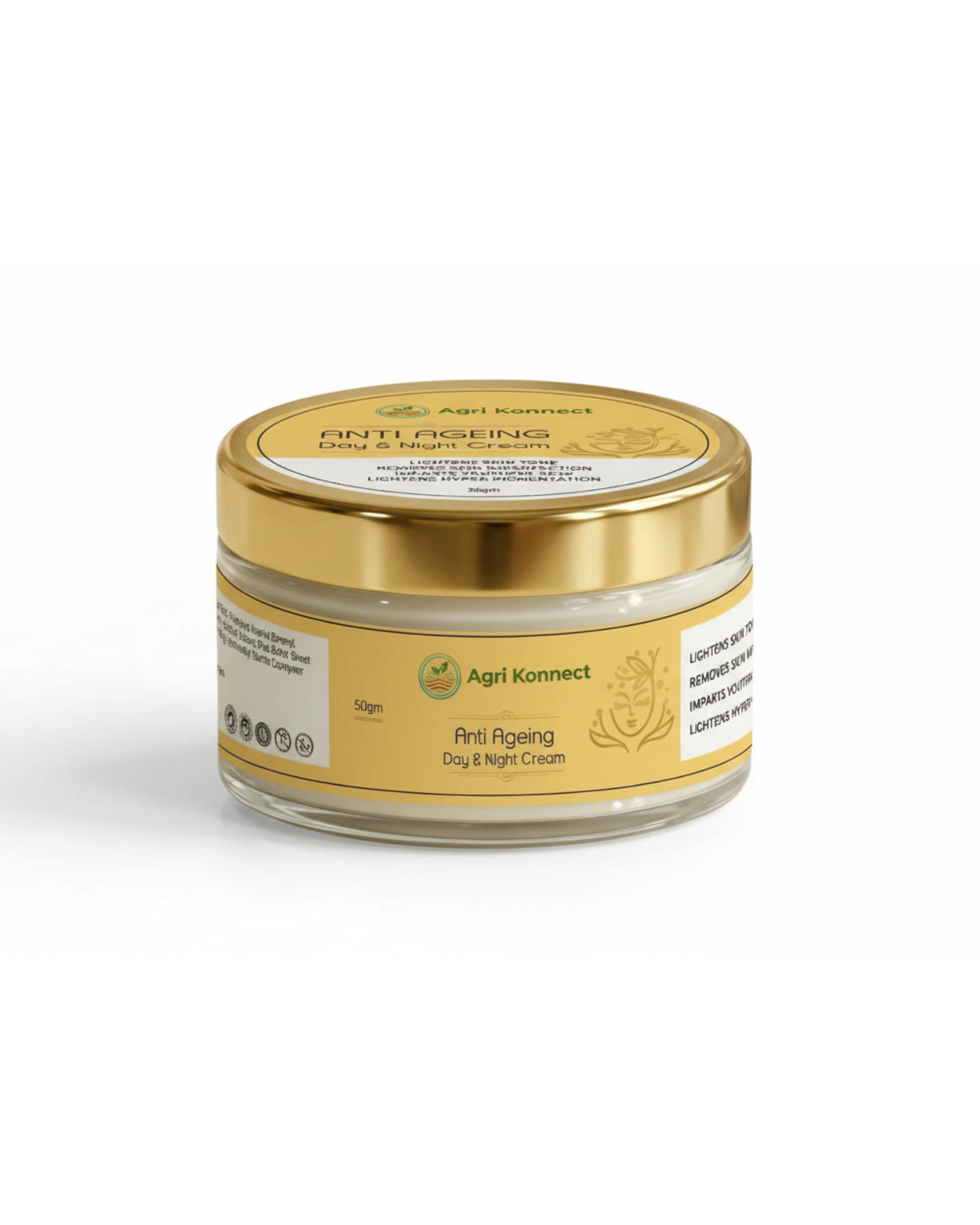 Anti Aging Day & Night Face Cream 50gm is specially formulated to support skin renewal, improve elasticity, and reduce visible signs of aging such as fine lines and wrinkles. Its rich yet non-greasy texture deeply nourishes and hydrates the skin, helping to restore firmness and enhance overall skin texture. Designed for both day and night use, it works to maintain moisture balance, promote smoother-looking skin, and support a healthy, radiant glow with regular application. Suitable for all skin types, this cream can be easily incorporated into your daily skincare routine for long-term care and visible results.