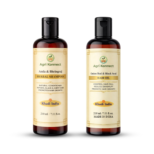 Amla Shampoo + Onion Hair Oil Combo (210ml Each)