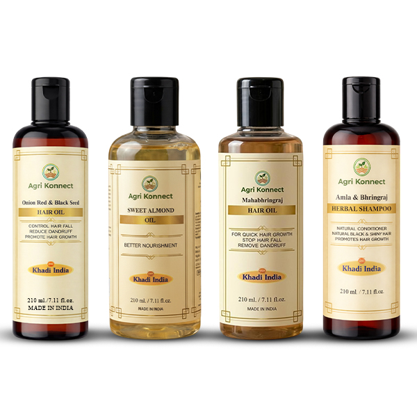 Amla Shampoo + Onion, Almond & Mahabhringraj Oil Combo (210ml Each)